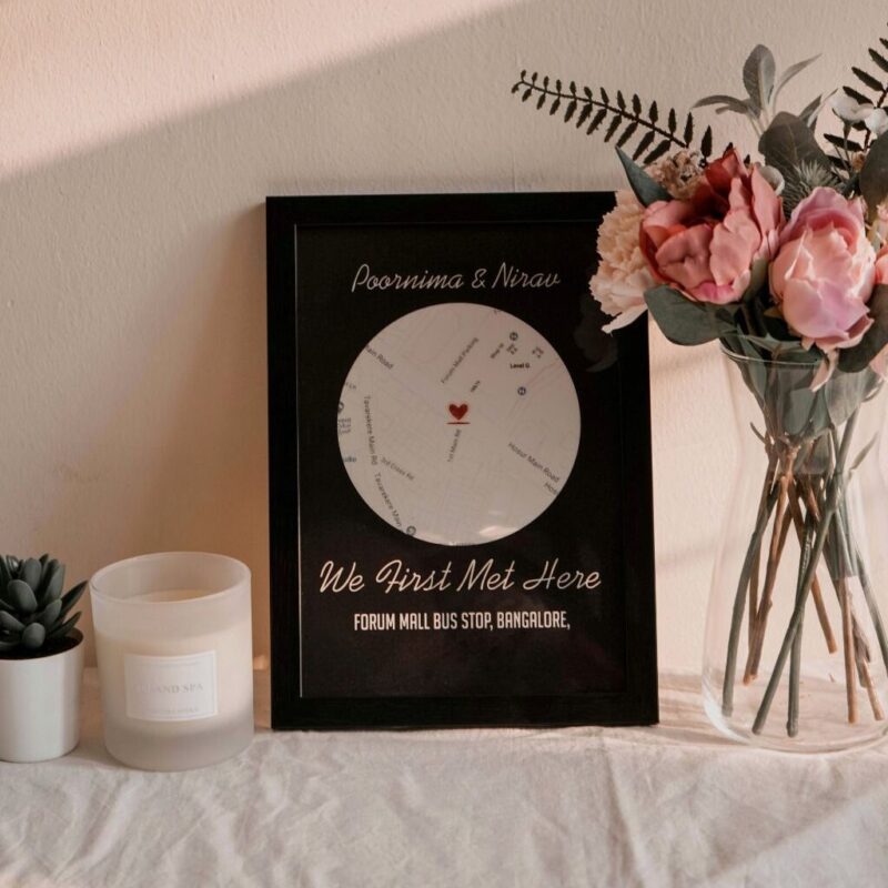 Personalized Map Frame We First Met Frame - Anniversary Gifts - Wedding Gifts