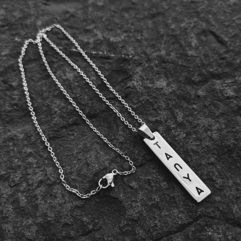 Personalized Unisex Laser Engraved 2D Bar Necklace – Customized Necklace – Name Necklace - For Her