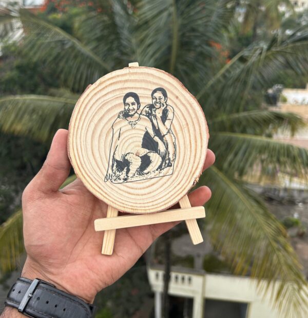 Personalized Wooden Slice Photo Frame with Easel Stand - Unique Custom Gift" - Image 2