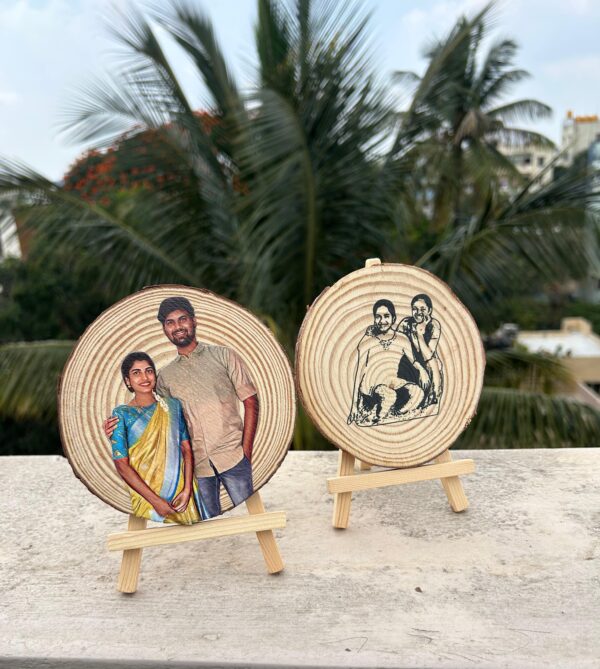 Personalized Wooden Slice Photo Frame with Easel Stand - Unique Custom Gift" - Image 3
