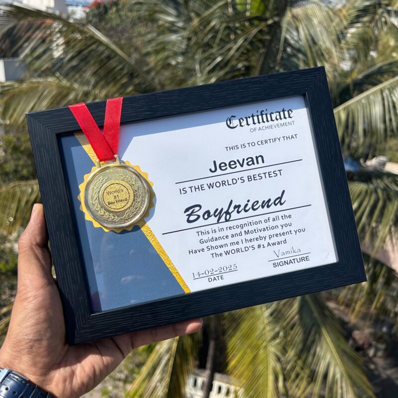 Valentine’s Day Special - Personalized Award Frame with Certificate & Medal