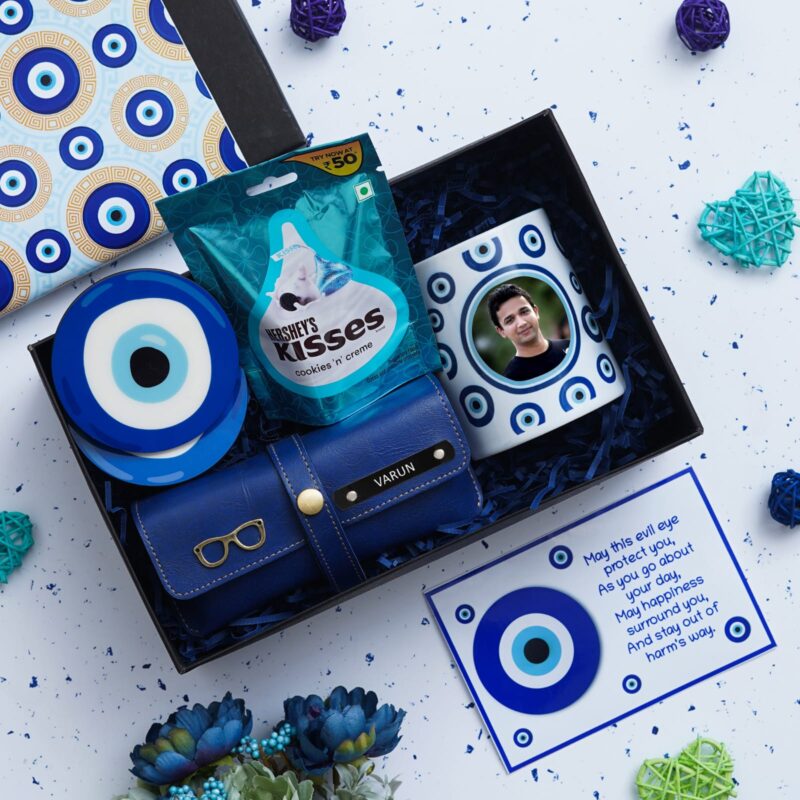 Evil Eye Hamper - Personalized Mug, Coasters, Eyewear Case & Hershey's Chocolate