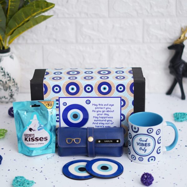 Evil Eye Hamper - Personalized Mug, Coasters, Eyewear Case & Hershey's Chocolate - Image 2